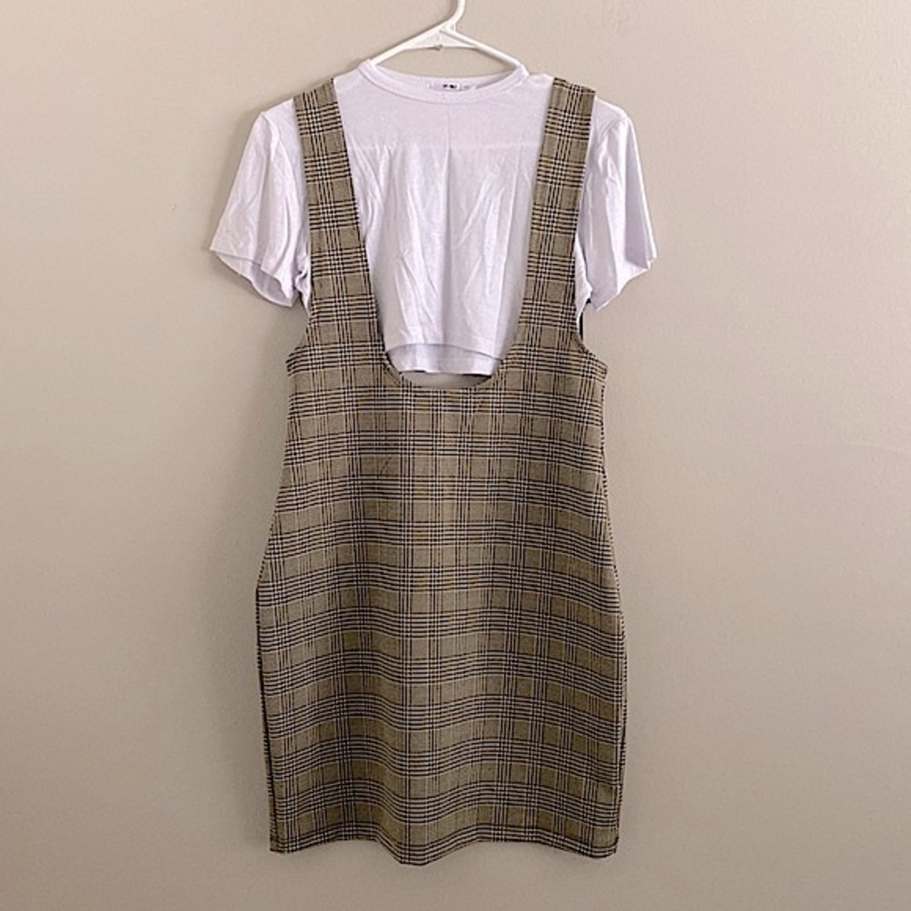 NWT 3rd + Malt plaid mini bodycon with crop top dress